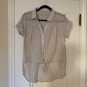 Modern Citizen Hi Lo front tie striped shirt
